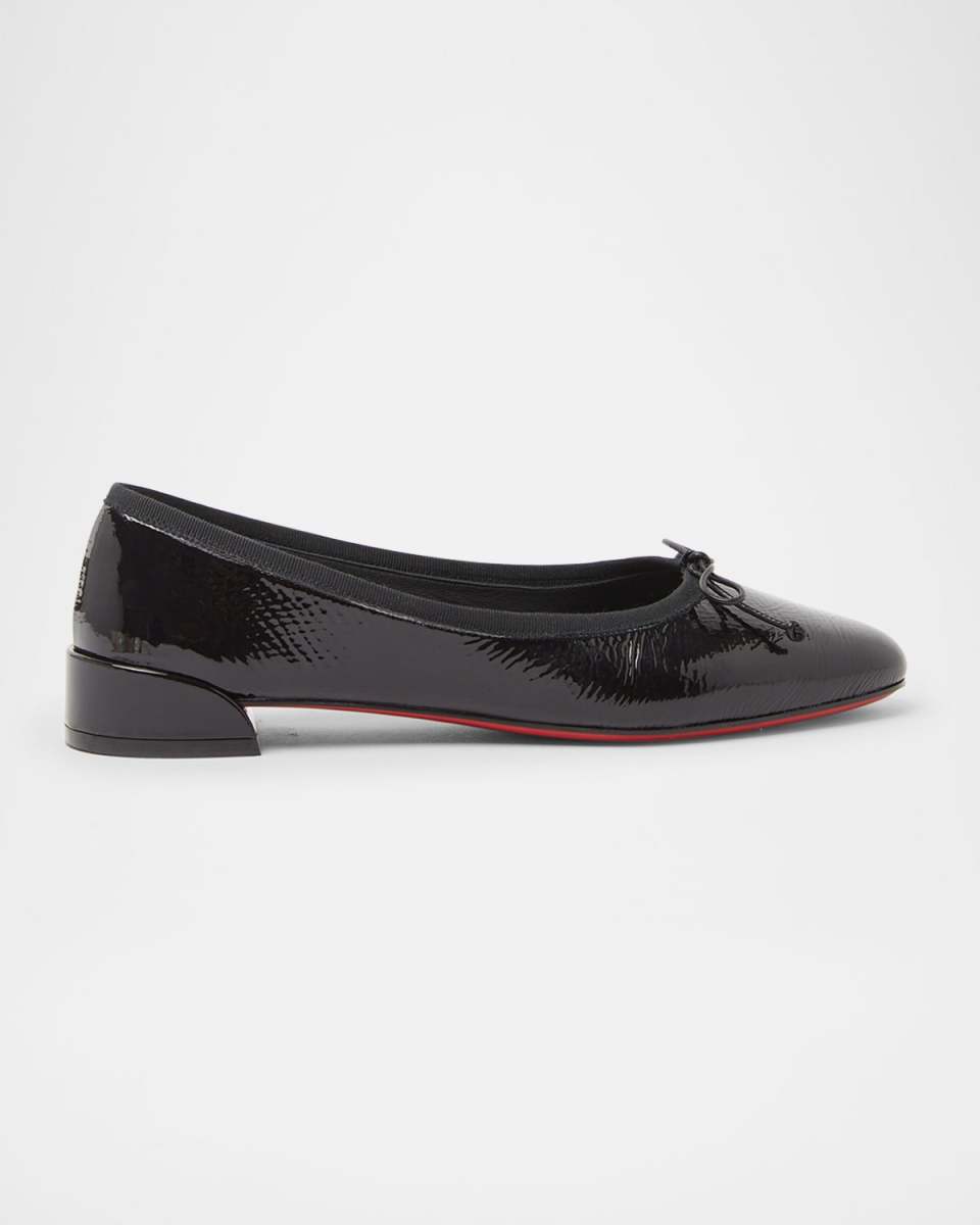 Sweetie Jane Patent Bow Red Sole Ballerina Flats